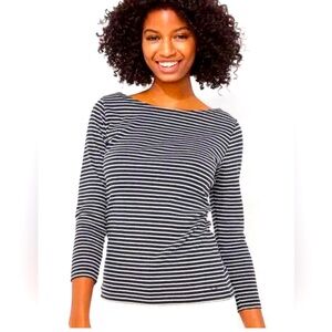 NWT! Vineyard Vines Lurex Jet Black And Silver Striped Simple Boatneck Shirt